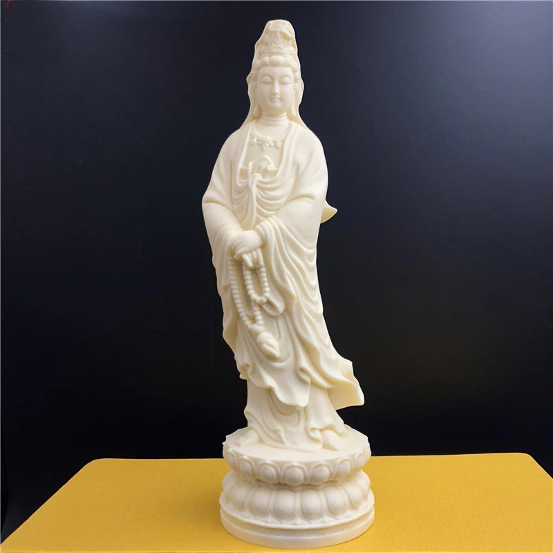 22CM TALL GOOD HOME  SHOP ROOM Efficacious Bless Health GOOD LUCK bring wealth Guanyin Buddha Bodhisattva Carving statue