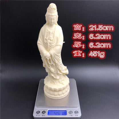 22CM TALL GOOD HOME  SHOP ROOM Efficacious Bless Health GOOD LUCK bring wealth Guanyin Buddha Bodhisattva Carving statue