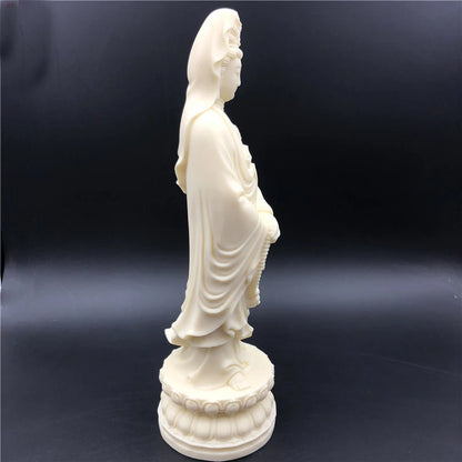 22CM TALL GOOD HOME  SHOP ROOM Efficacious Bless Health GOOD LUCK bring wealth Guanyin Buddha Bodhisattva Carving statue