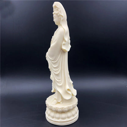 22CM TALL GOOD HOME  SHOP ROOM Efficacious Bless Health GOOD LUCK bring wealth Guanyin Buddha Bodhisattva Carving statue