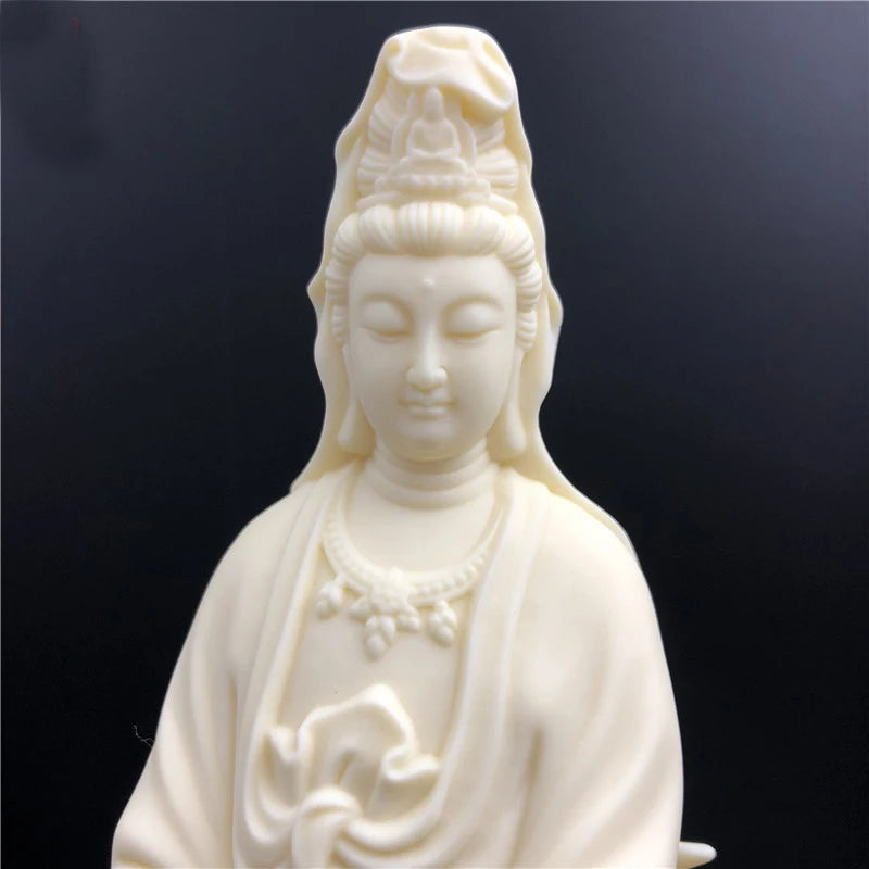 22CM TALL GOOD HOME  SHOP ROOM Efficacious Bless Health GOOD LUCK bring wealth Guanyin Buddha Bodhisattva Carving statue