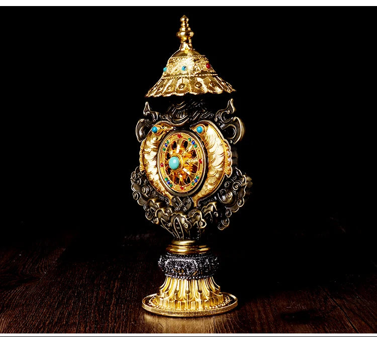 22CM TALL -efficacious Protection gilding Eight Auspicious Symbols of Buddhism Seven treasure prayer Cakra Practice instruments