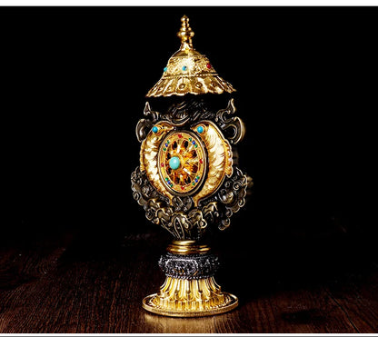 22CM TALL -efficacious Protection gilding Eight Auspicious Symbols of Buddhism Seven treasure prayer Cakra Practice instruments