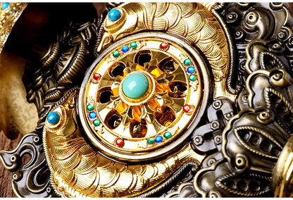 22CM TALL -efficacious Protection gilding Eight Auspicious Symbols of Buddhism Seven treasure prayer Cakra Practice instruments