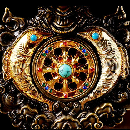 22CM TALL -efficacious Protection gilding Eight Auspicious Symbols of Buddhism Seven treasure prayer Cakra Practice instruments