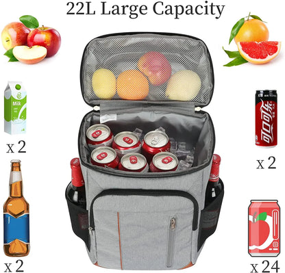 22L Cooler Bag 100% Leakpoof Large Insulated Outdoor Picnic Beach Thermal Lunch Bags Car Refrigerator Food Waterproof Backpack