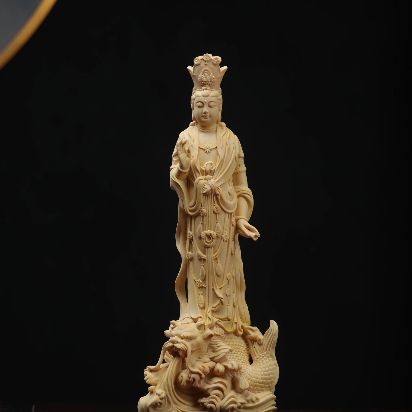 22cm  Boxwood Figure Statue Buddha Home Décor Feng Shui Myth Office Decoration Wood Statue Wood Sculpture