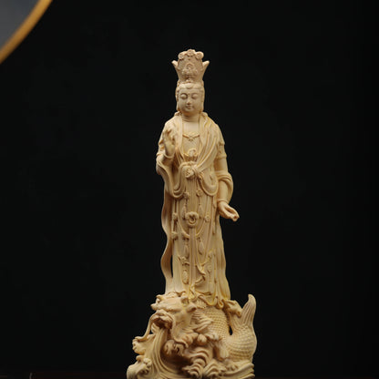 22cm  Boxwood Figure Statue Buddha Home Décor Feng Shui Myth Office Decoration Wood Statue Wood Sculpture