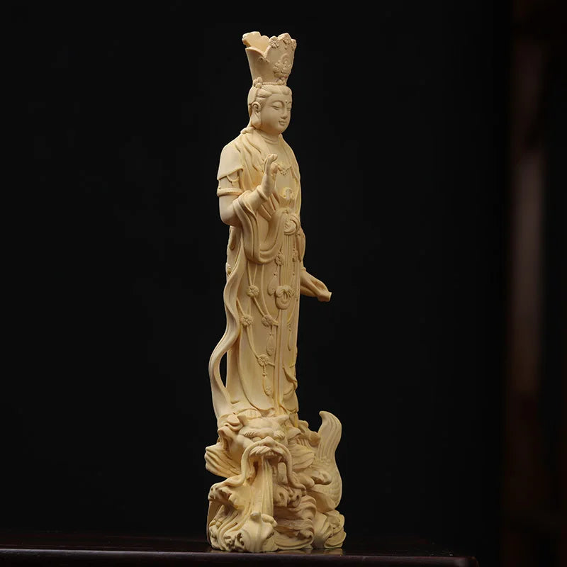 22cm  Boxwood Figure Statue Buddha Home Décor Feng Shui Myth Office Decoration Wood Statue Wood Sculpture