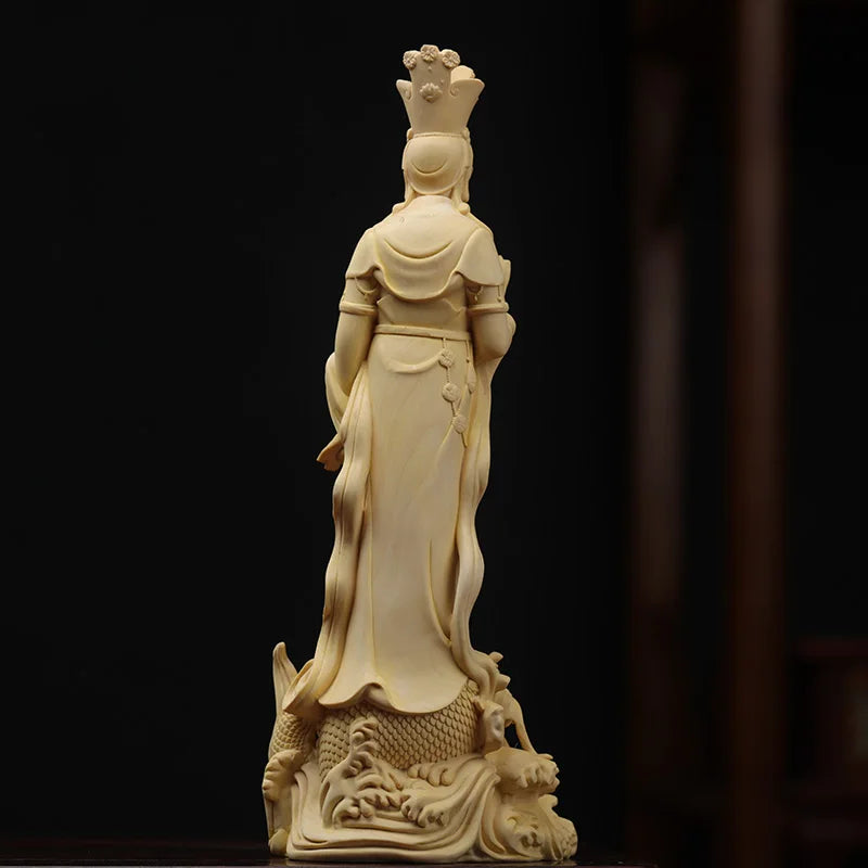22cm  Boxwood Figure Statue Buddha Home Décor Feng Shui Myth Office Decoration Wood Statue Wood Sculpture