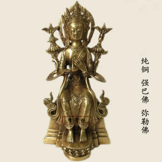 22cm Bronze Buddhism Amitabha Rinpoche Metteyya Maitreya Tathagata Buddha Statue