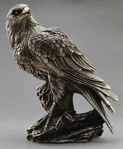 22cm Collectible Decorated Old Handwork Tibet Silver Carve Eagle On Tree Box & Statue copper wholesale Decoration real Brass