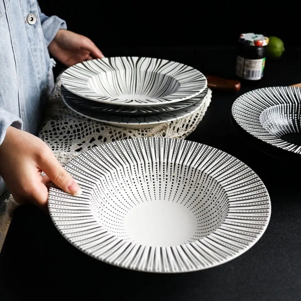22cm Dinner Dishes Set 25cm Straw Hat Pasta Dish Plate Sets Dining Tables Plates Dinnerware Plates for Food Tableware Kitchen