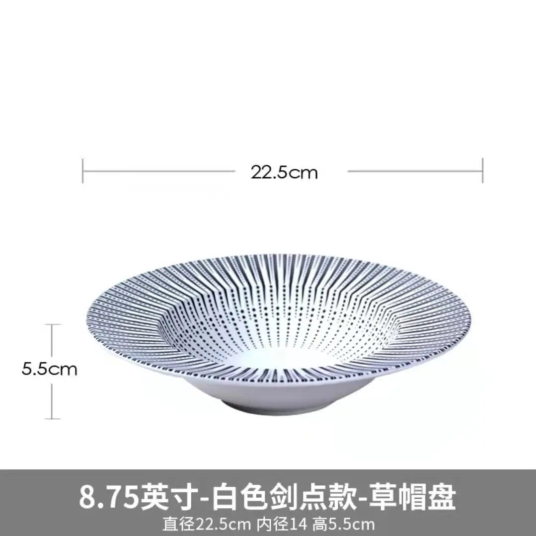 22cm Dinner Dishes Set 25cm Straw Hat Pasta Dish Plate Sets Dining Tables Plates Dinnerware Plates for Food Tableware Kitchen