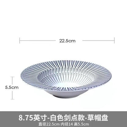 22cm Dinner Dishes Set 25cm Straw Hat Pasta Dish Plate Sets Dining Tables Plates Dinnerware Plates for Food Tableware Kitchen