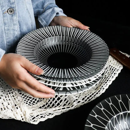 22cm Dinner Dishes Set 25cm Straw Hat Pasta Dish Plate Sets Dining Tables Plates Dinnerware Plates for Food Tableware Kitchen