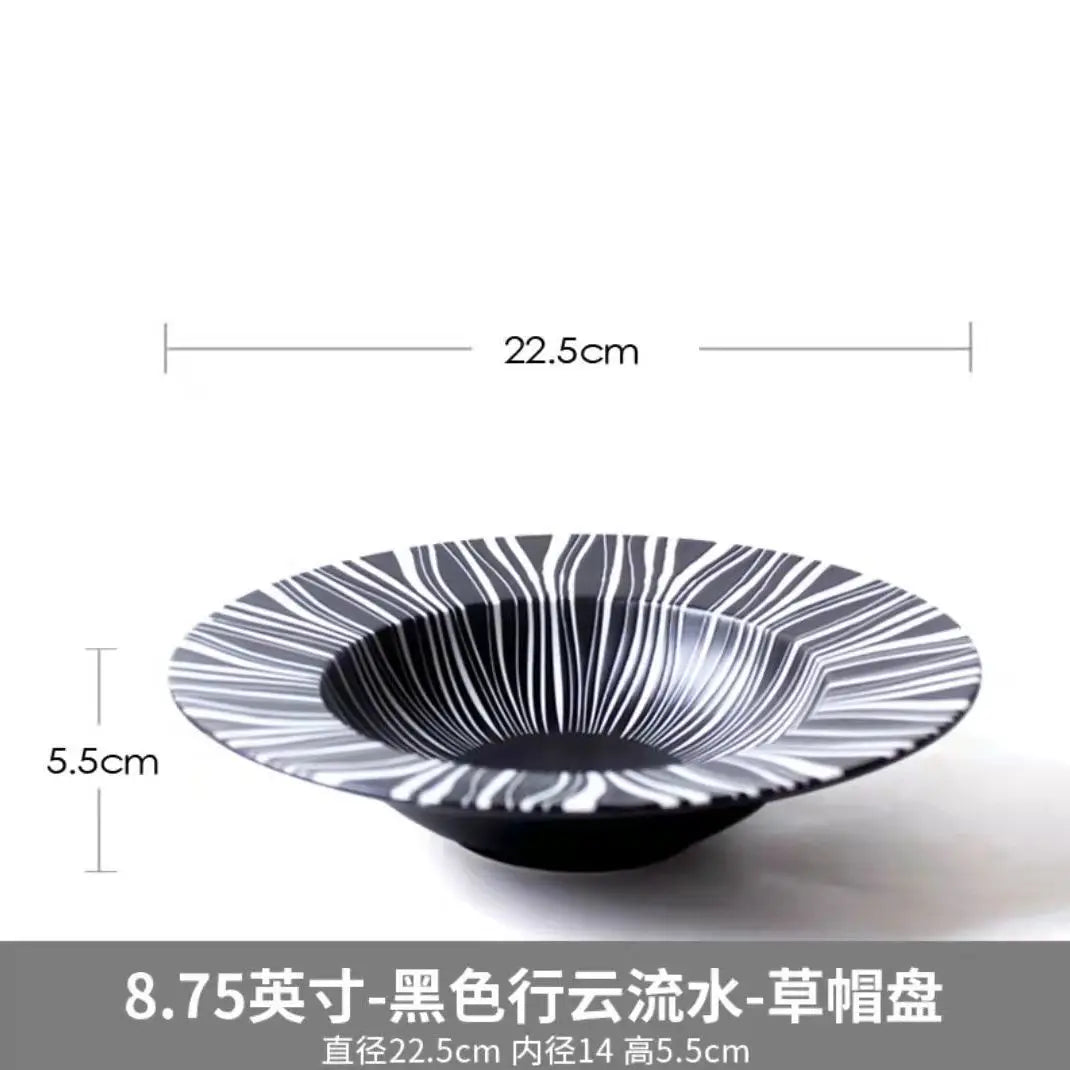 22cm Dinner Dishes Set 25cm Straw Hat Pasta Dish Plate Sets Dining Tables Plates Dinnerware Plates for Food Tableware Kitchen