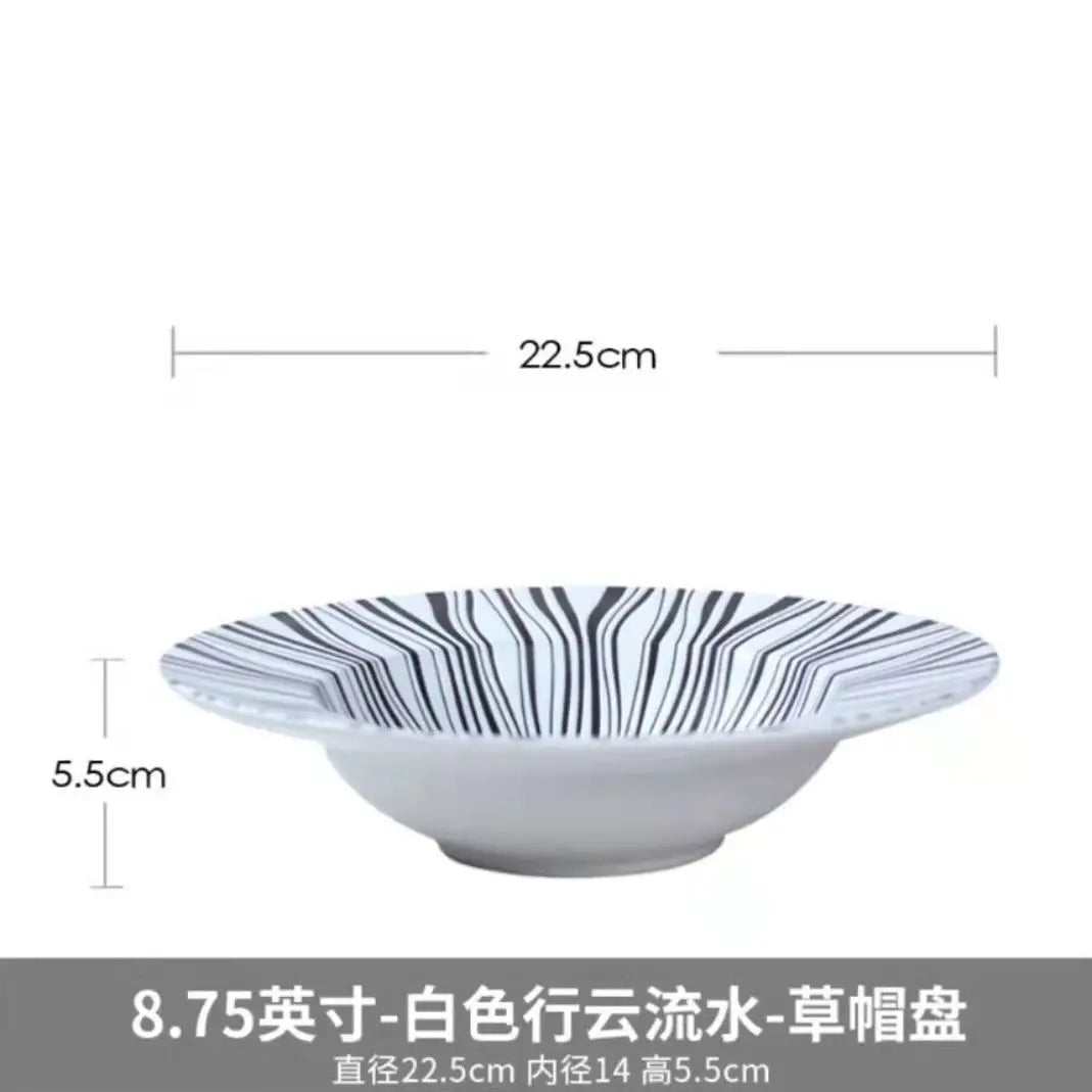 22cm Dinner Dishes Set 25cm Straw Hat Pasta Dish Plate Sets Dining Tables Plates Dinnerware Plates for Food Tableware Kitchen