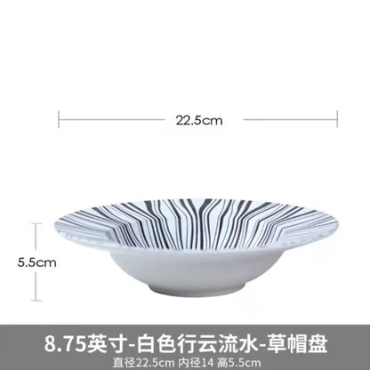22cm Dinner Dishes Set 25cm Straw Hat Pasta Dish Plate Sets Dining Tables Plates Dinnerware Plates for Food Tableware Kitchen