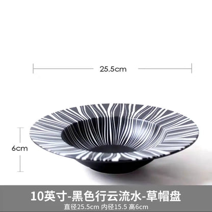 22cm Dinner Dishes Set 25cm Straw Hat Pasta Dish Plate Sets Dining Tables Plates Dinnerware Plates for Food Tableware Kitchen