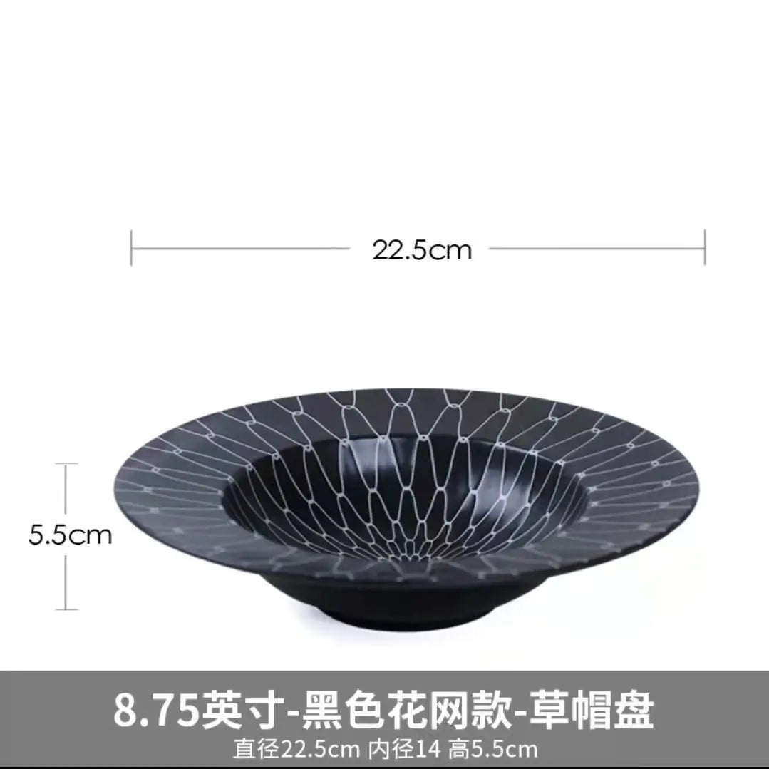22cm Dinner Dishes Set 25cm Straw Hat Pasta Dish Plate Sets Dining Tables Plates Dinnerware Plates for Food Tableware Kitchen