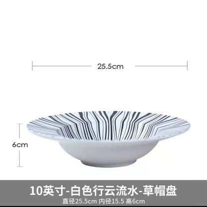 22cm Dinner Dishes Set 25cm Straw Hat Pasta Dish Plate Sets Dining Tables Plates Dinnerware Plates for Food Tableware Kitchen