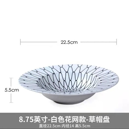 22cm Dinner Dishes Set 25cm Straw Hat Pasta Dish Plate Sets Dining Tables Plates Dinnerware Plates for Food Tableware Kitchen