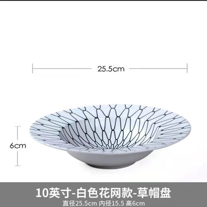 22cm Dinner Dishes Set 25cm Straw Hat Pasta Dish Plate Sets Dining Tables Plates Dinnerware Plates for Food Tableware Kitchen