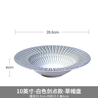 22cm Dinner Dishes Set 25cm Straw Hat Pasta Dish Plate Sets Dining Tables Plates Dinnerware Plates for Food Tableware Kitchen