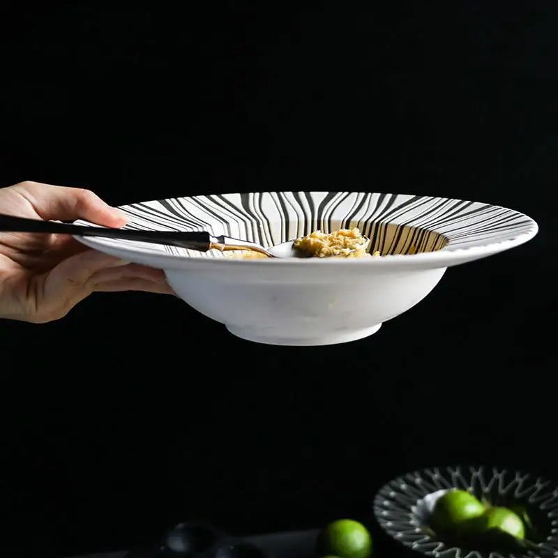 22cm Dinner Dishes Set 25cm Straw Hat Pasta Dish Plate Sets Dining Tables Plates Dinnerware Plates for Food Tableware Kitchen
