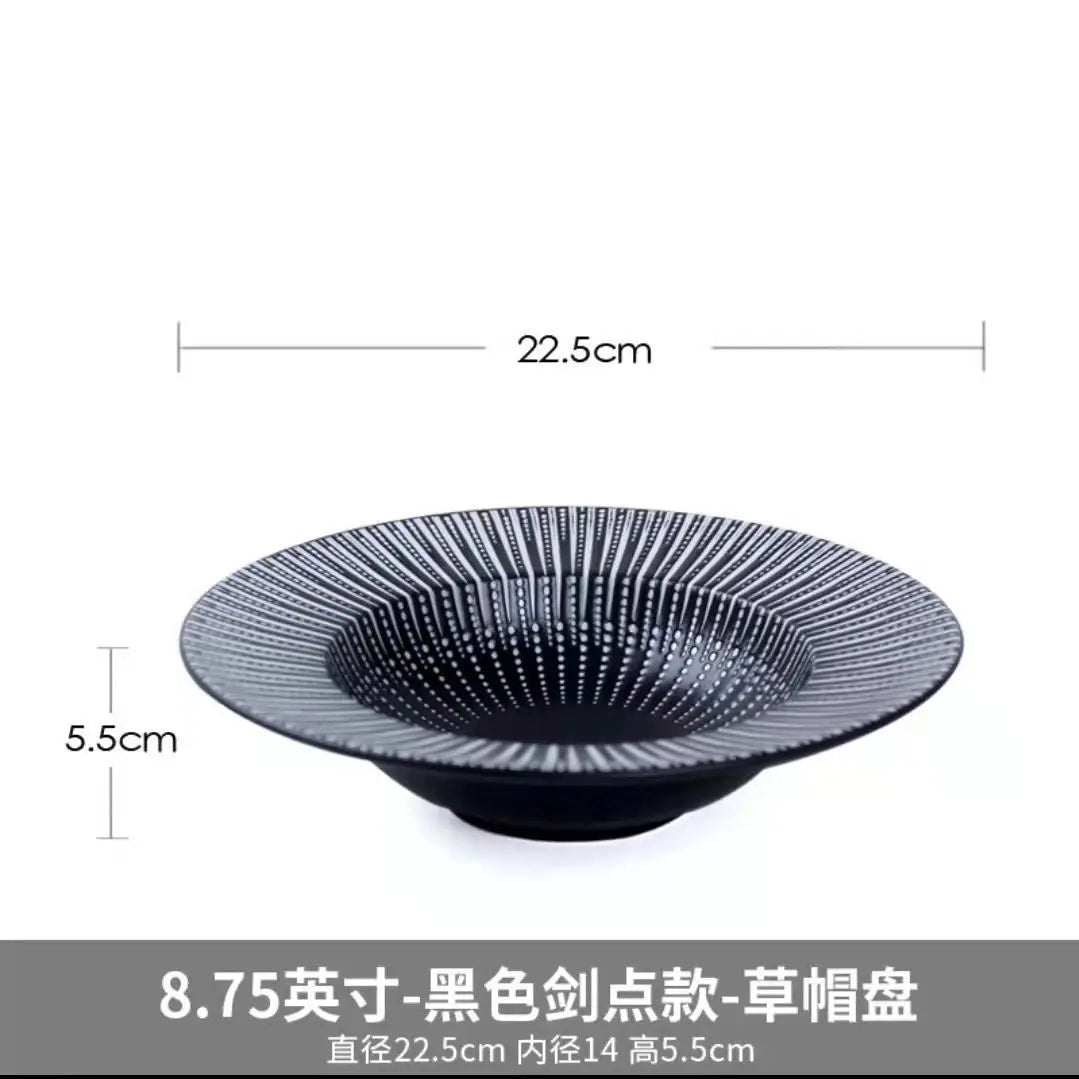 22cm Dinner Dishes Set 25cm Straw Hat Pasta Dish Plate Sets Dining Tables Plates Dinnerware Plates for Food Tableware Kitchen