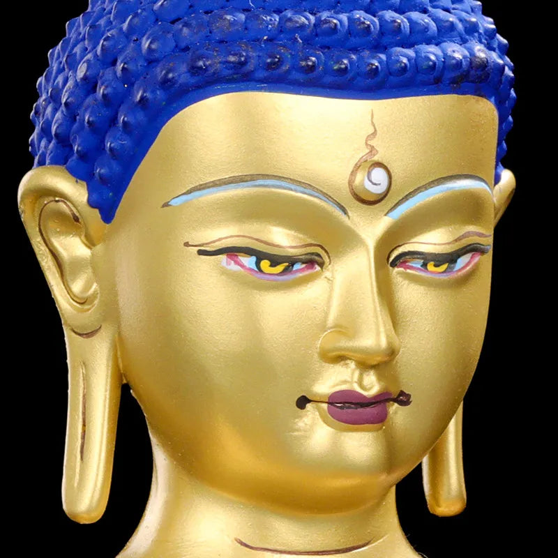 22cm Gold Plated Copper Medicine Exquisite Carving Buddhist Retro Carving Tranic Temple Decorate Bodhisattva Figurine