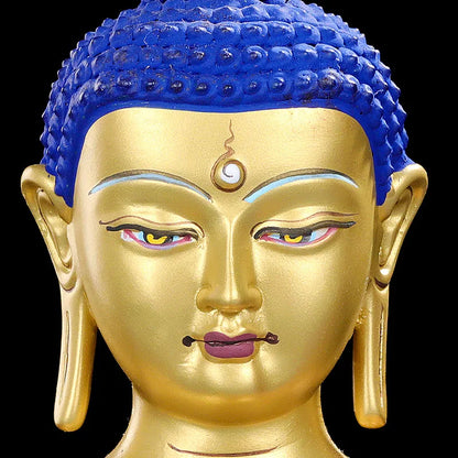 22cm Gold Plated Copper Medicine Exquisite Carving Buddhist Retro Carving Tranic Temple Decorate Bodhisattva Figurine