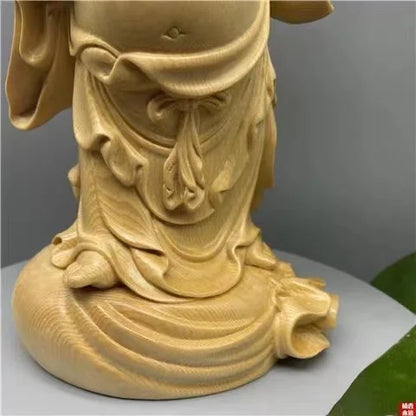 22cm Solid Wood Carving with Ingots and Big Belly Maitreya Buddha Statue Carved Buddha Statue Home Car Fortune Ornaments