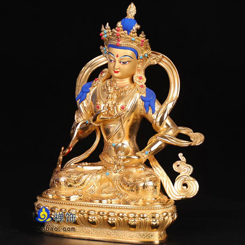 22cm TALL# GOOD Seiko Buddha # bless family Safety Health wealth #efficacious Protection Gold-plated Vajrasattva Buddha statue