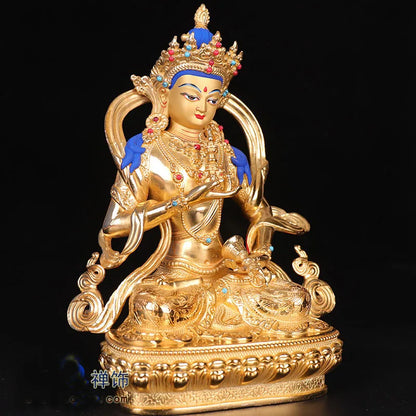 22cm TALL# GOOD Seiko Buddha # bless family Safety Health wealth #efficacious Protection Gold-plated Vajrasattva Buddha statue