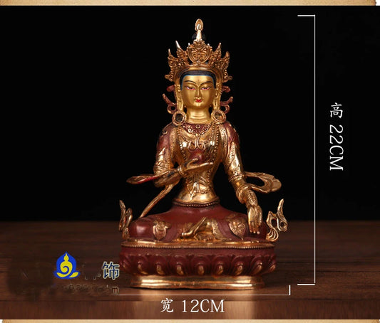 22cm TALL# GOOD # bless Safety Health Talisman #efficacious Protection Nepal Gold-plated Ksitigarbha Bodhisattva Buddha statue