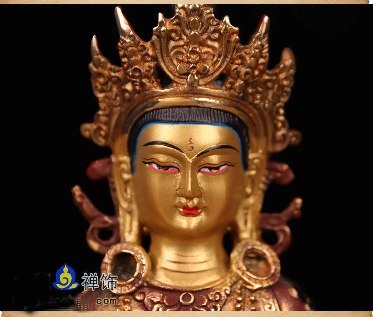 22cm TALL# GOOD # bless Safety Health Talisman #efficacious Protection Nepal Gold-plated Ksitigarbha Bodhisattva Buddha statue