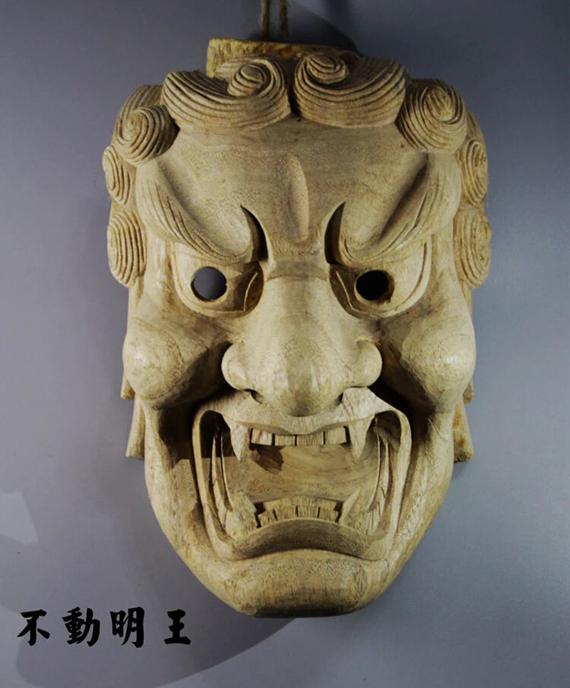 23*16*10 CM Hand Carved Japanese Noh Kyougen Fudo Myoo MASK-QH015