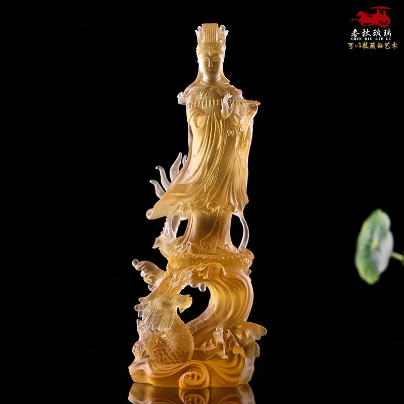 23 cm Coloured Glaze Mazu Empress Idol Our Lady Buddha Diva Home Worship Ornament