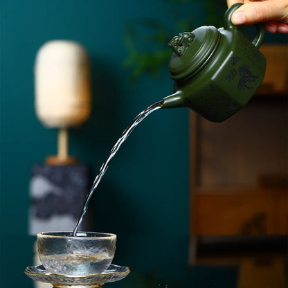 230CC Real Handmade Green Kettle Yixing Purple Clay Teapot Puer Tea Set Kung Fu Zisha Teaware