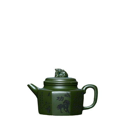 230CC Real Handmade Green Kettle Yixing Purple Clay Teapot Puer Tea Set Kung Fu Zisha Teaware