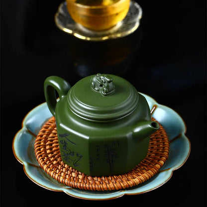 230CC Real Handmade Green Kettle Yixing Purple Clay Teapot Puer Tea Set Kung Fu Zisha Teaware