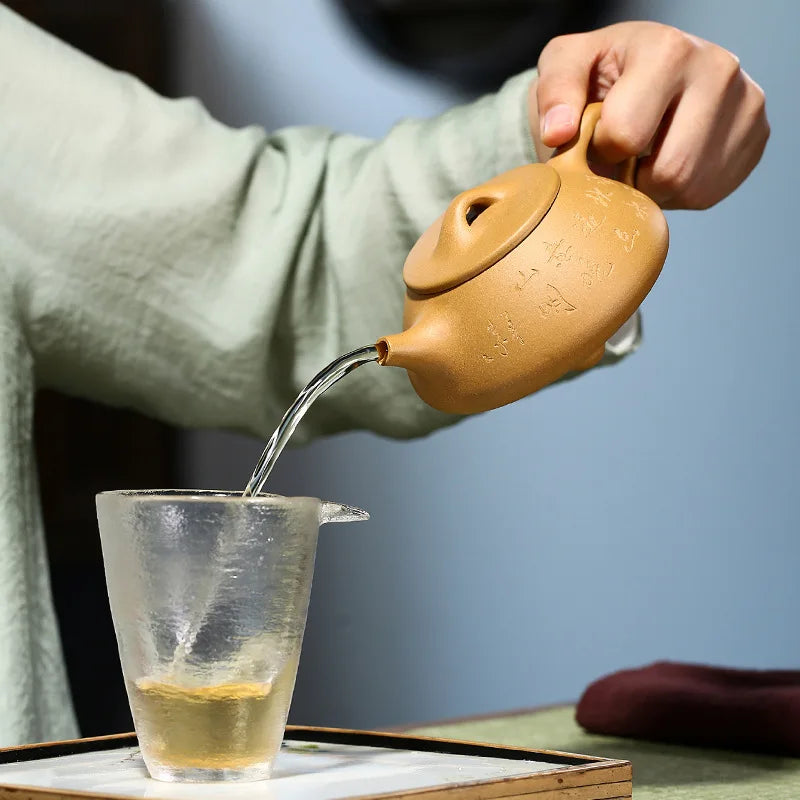 230CC Scenery Boat Pot Zisha Teapot Yixing Handmade Pot Kung-fu Teaware Purple Clay Drinkware For Puer Green Black Chinese Tea