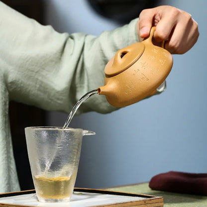 230CC Scenery Boat Pot Zisha Teapot Yixing Handmade Pot Kung-fu Teaware Purple Clay Drinkware For Puer Green Black Chinese Tea