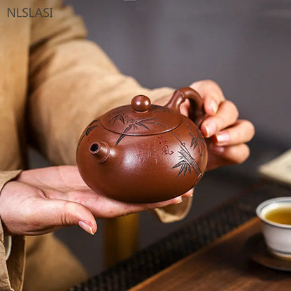 230ML Yixing Raw Ore Purple Clay Teapot Handmade Dahongpao Xishi Tea Pot Home Zisha Teaware Classic Beauty Filter Tea Kettle