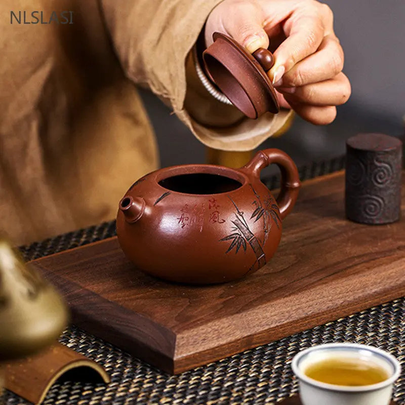 230ML Yixing Raw Ore Purple Clay Teapot Handmade Dahongpao Xishi Tea Pot Home Zisha Teaware Classic Beauty Filter Tea Kettle