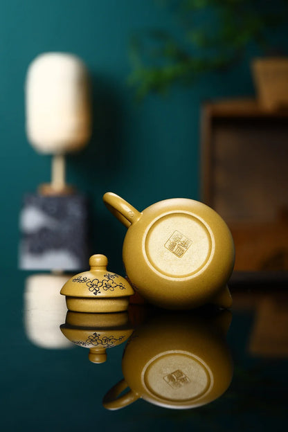 230cc Handmade Kung-Fu Teaware, Yixing Clay Horizontal Pot, Zisha Teapot, Purple Clay Drinkware for Puer Green and Black