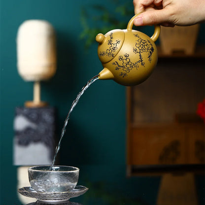 230cc Handmade Kung-Fu Teaware, Yixing Clay Horizontal Pot, Zisha Teapot, Purple Clay Drinkware for Puer Green and Black