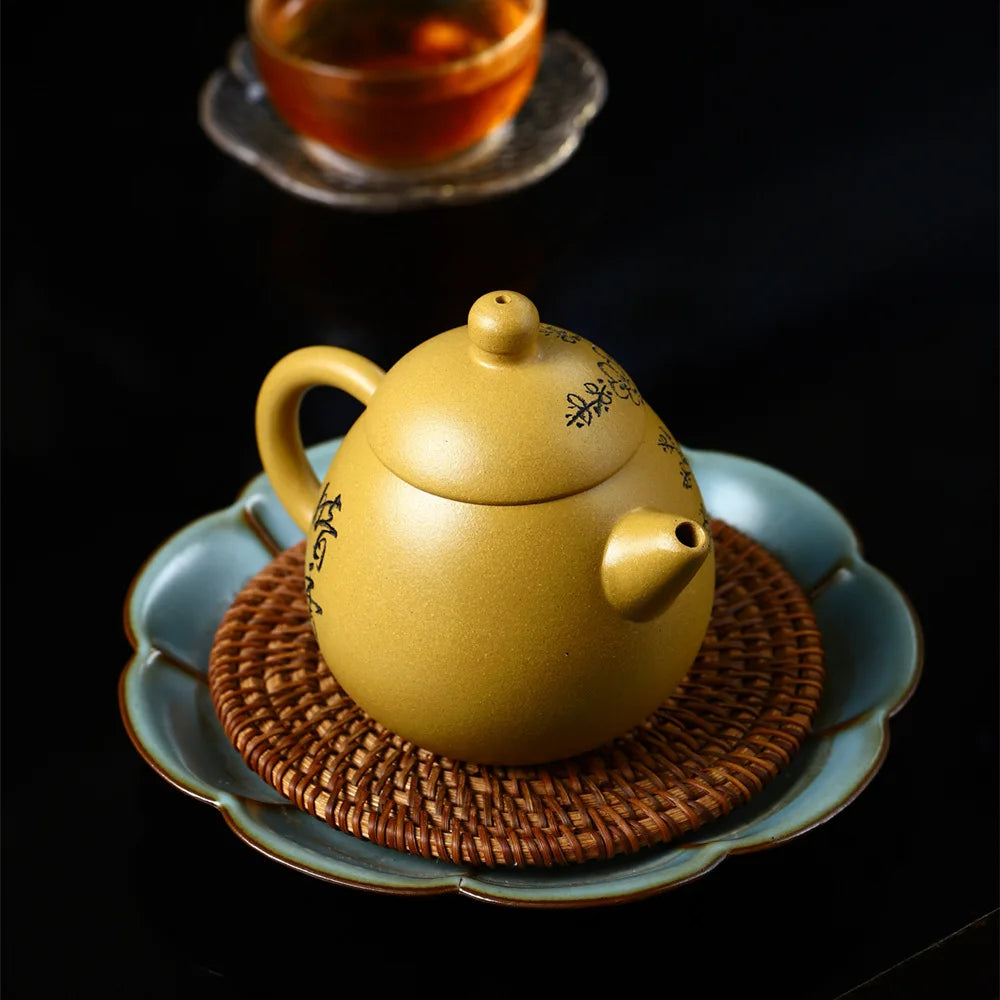 230cc Handmade Kung-Fu Teaware, Yixing Clay Horizontal Pot, Zisha Teapot, Purple Clay Drinkware for Puer Green and Black